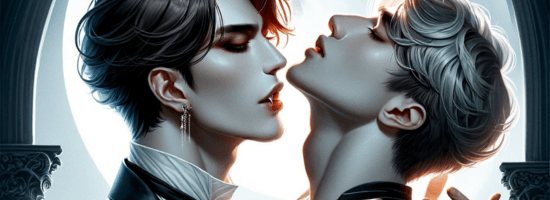 Two handsome men sharing an intimate moment, showcasing the allure and beauty of the male form from the Cute Guys art collection.