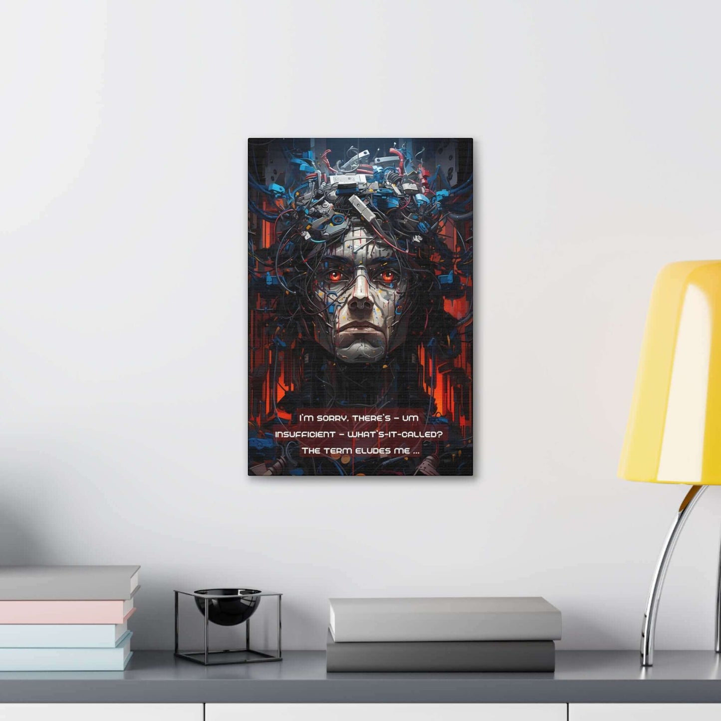 Illogical Lethologica: Cyberpunk Inspired Canvas Wall Art with Ironic Haiku