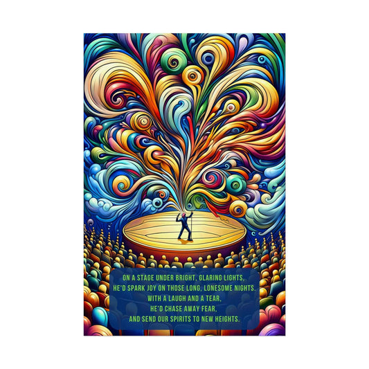 Laughter Alights: Colorful Poster Wall Art Showing Comedian's Success in Limerick