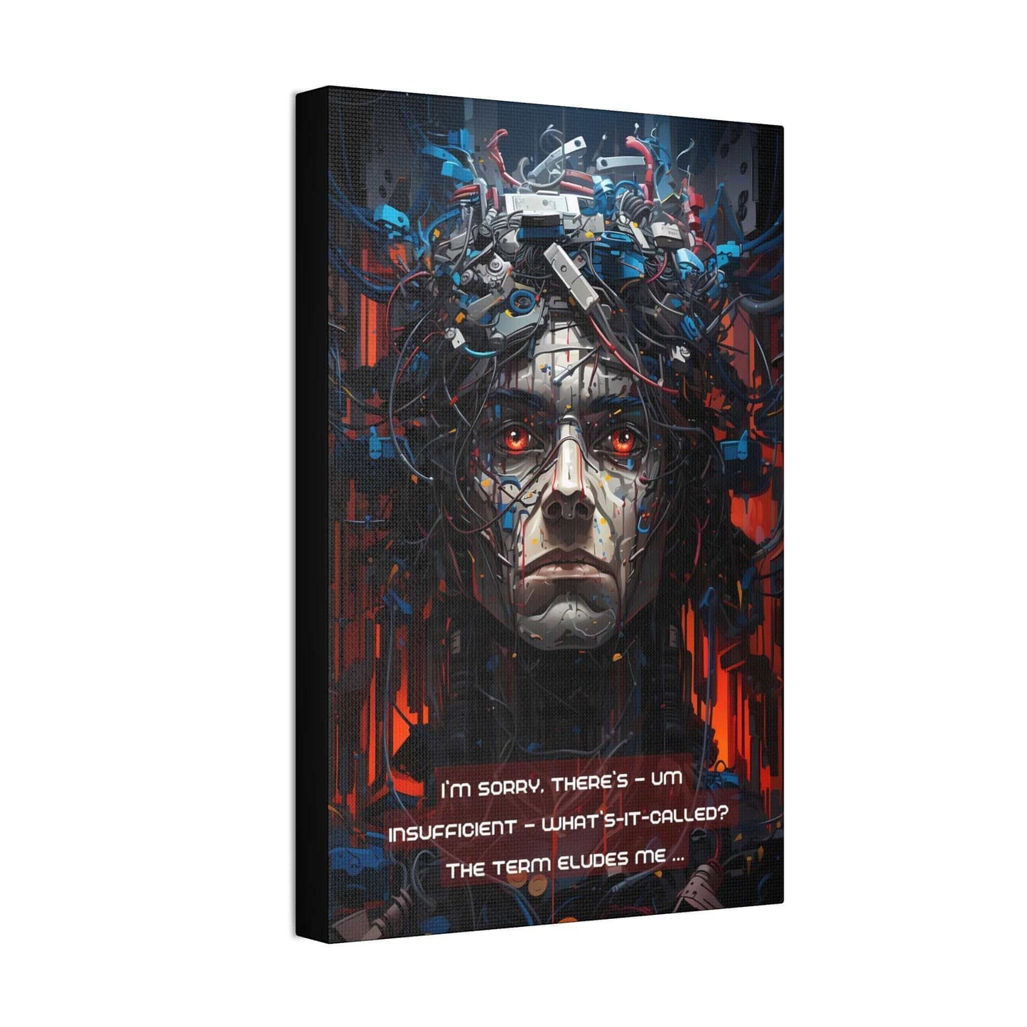Illogical Lethologica: Cyberpunk Inspired Canvas Wall Art with Ironic Haiku