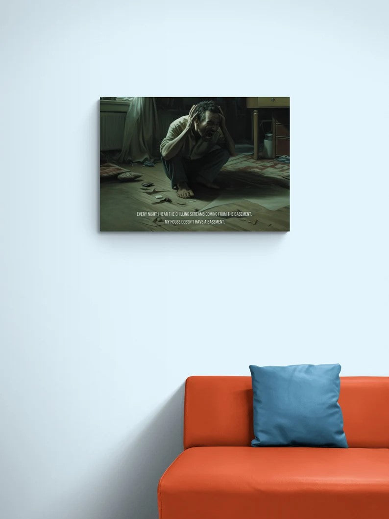 Phantom Screams: Hyperreal Haunted Wall Poster with 2-Sentence Horror Story | 2Sen-001p