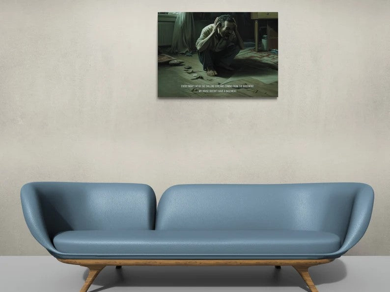 Phantom Screams: Hyperreal Haunted Wall Poster with 2-Sentence Horror Story | 2Sen-001p