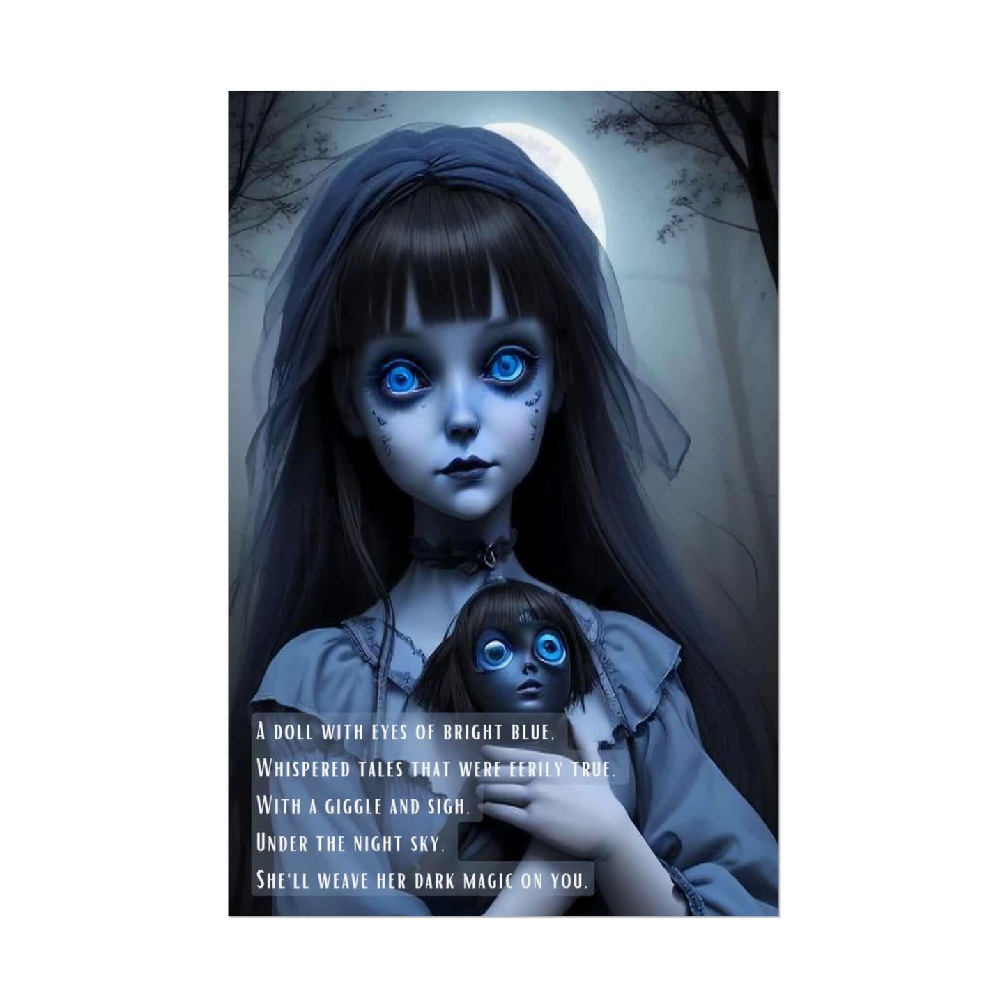 Midnight Whisperer: Spooky Yokai Poster Wall Art Inspired by Dark Limerick