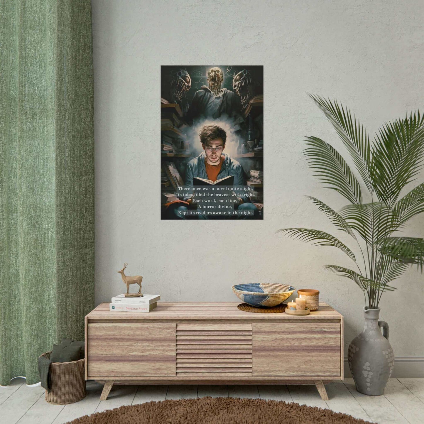 Horror in the Stacks: Limerick-Inspired Scary Library Poster Wall Art