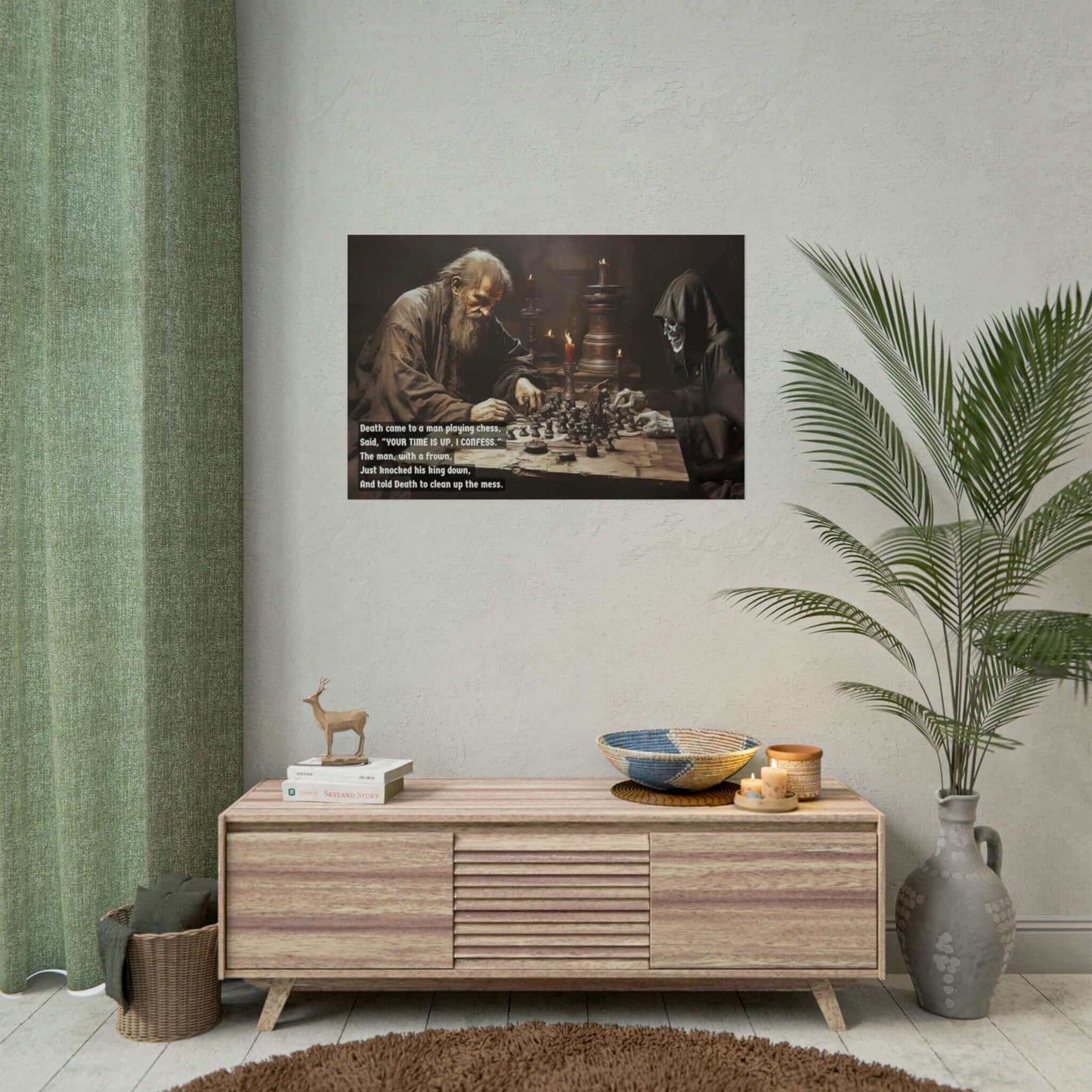 Checkmate with Death: Limerick-Inspired Poster Wall Art of a Surprising Chess Duel