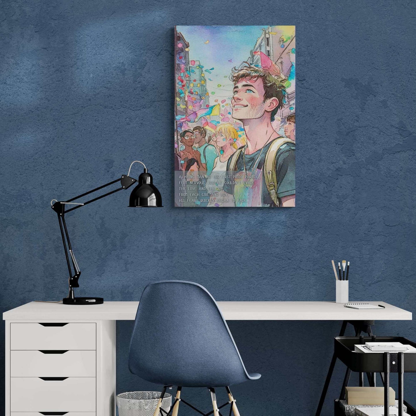 Joyful First: Vibrant Pride Parade Canvas Wall Art, Inspired by Colorful Limerick