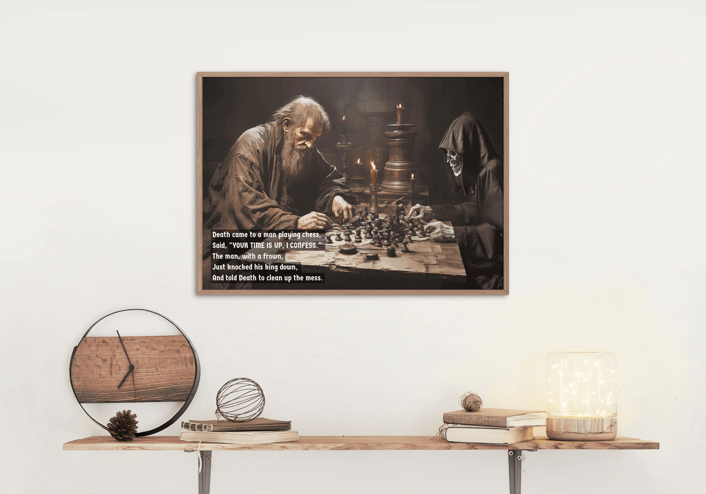 Checkmate with Death: Limerick-Inspired Canvas Wall Art of a Surprising Chess Duel