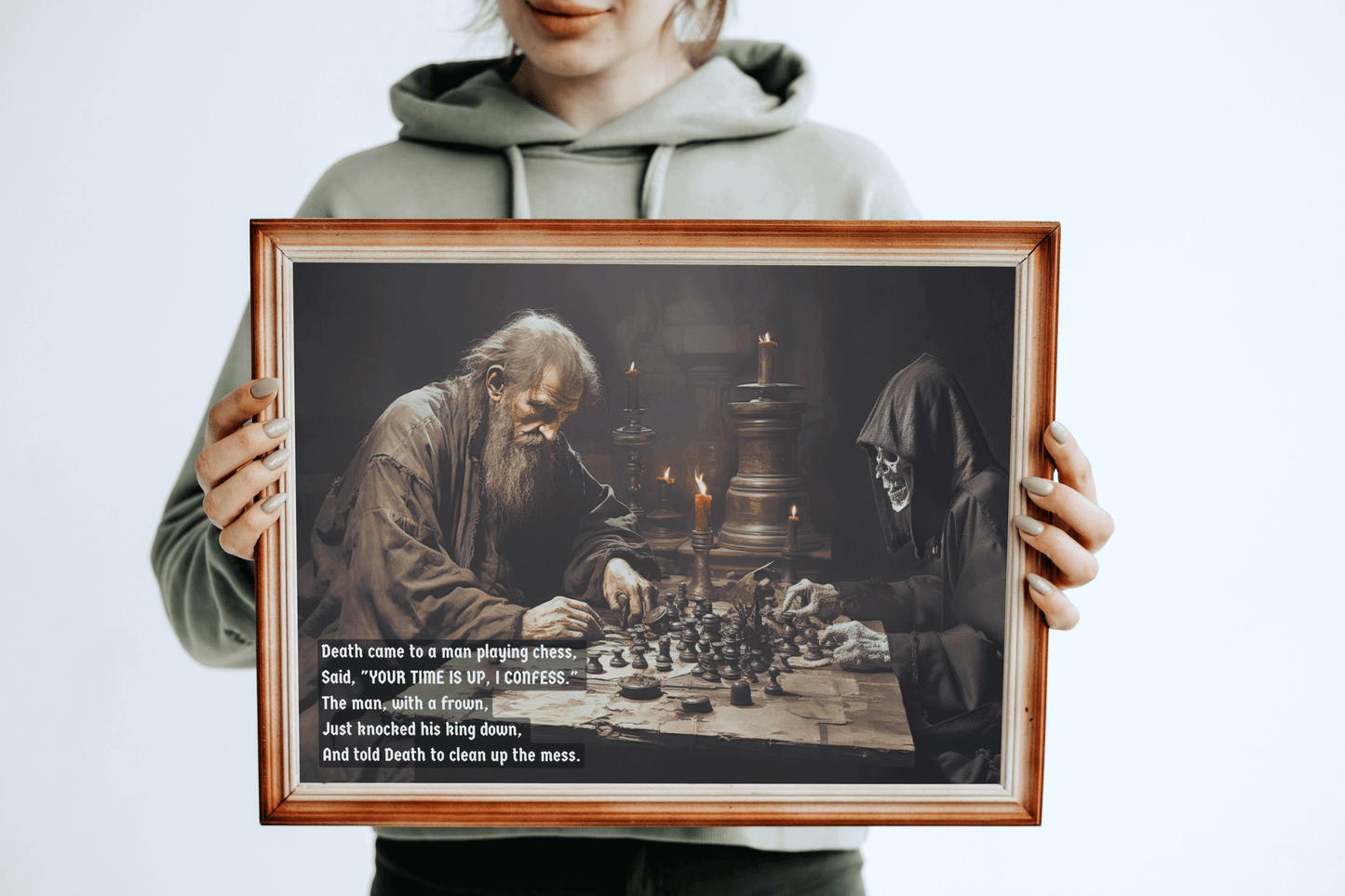 Checkmate with Death: Limerick-Inspired Canvas Wall Art of a Surprising Chess Duel