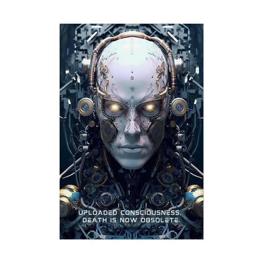 Eternal Dawn: Hyper-Detailed Robot Wall Poster with Thought-Provoking 6-Word Story | 6W-005p