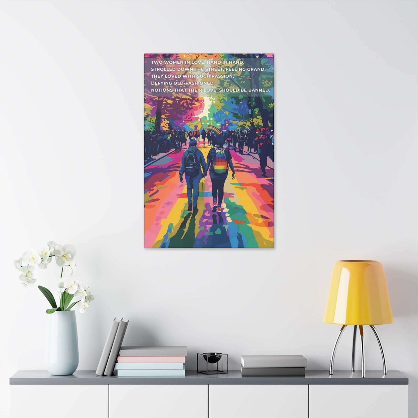 Hand in Hand: Joyful Gay Pride Canvas Wall Art, Inspired by Passionate Limerick