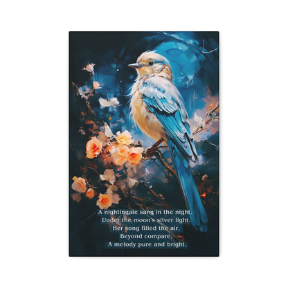 Moonlit Melody: Limerick-Inspired Nightingale in Moonlight Canvas Wall Art