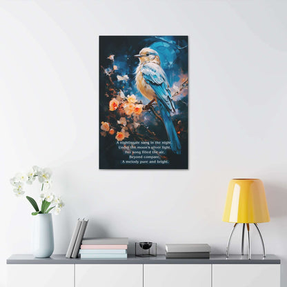 Moonlit Melody: Limerick-Inspired Nightingale in Moonlight Canvas Wall Art