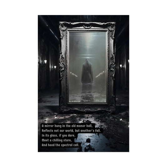 Reflections of the Unseen: Chilling Gothic Poster Wall Art with Haunting Limerick | LIM-003p