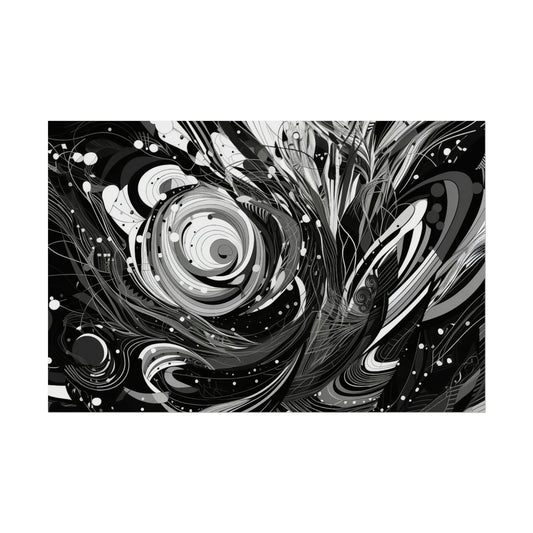 Vortex of Silence: Intricate Black & White Swirling Abstract Poster Wall Art | NW-002p