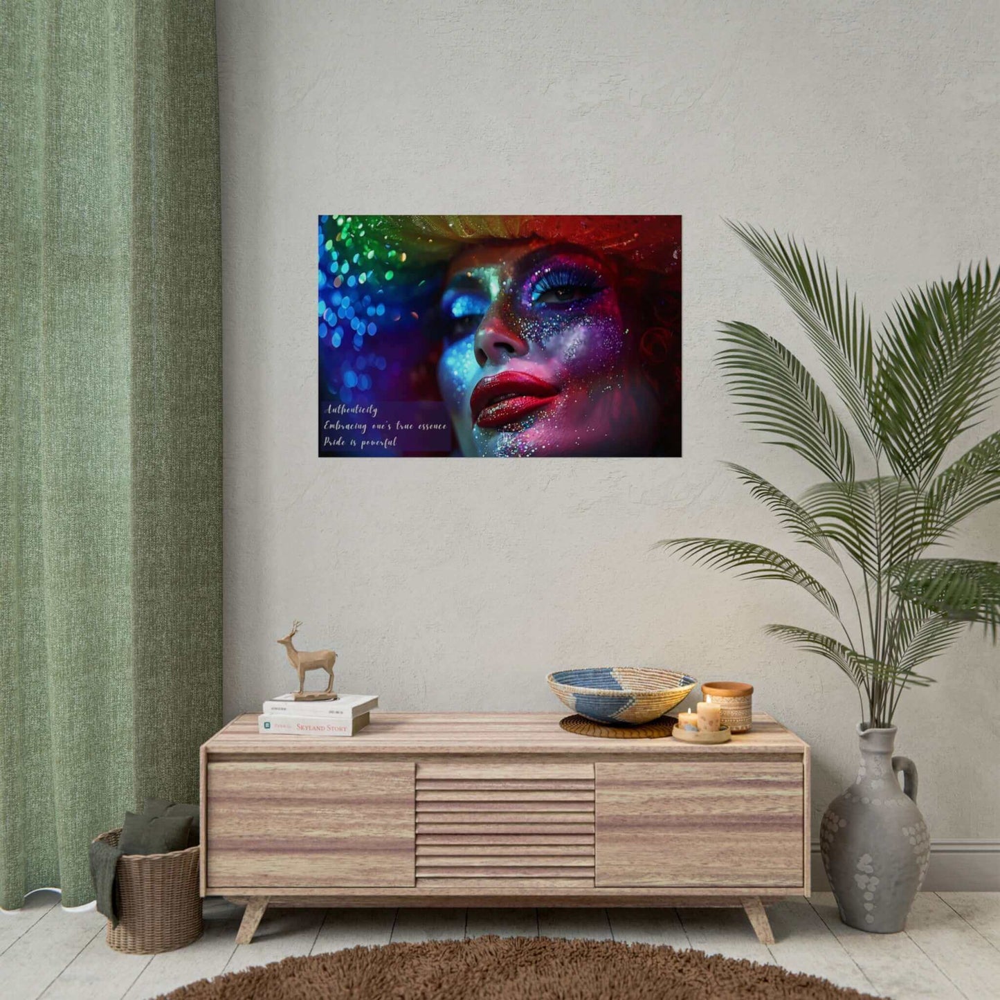 Vibrant Pride Celebration Poster with Drag Queen Art Print, Inspired by Empowering Haiku, Wall Art on Display