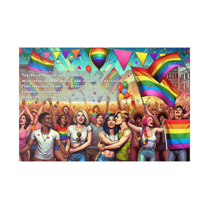 Liberation Complete: Vibrant Pride Parade Canvas Wall Art, Inspired by Colorful Limerick