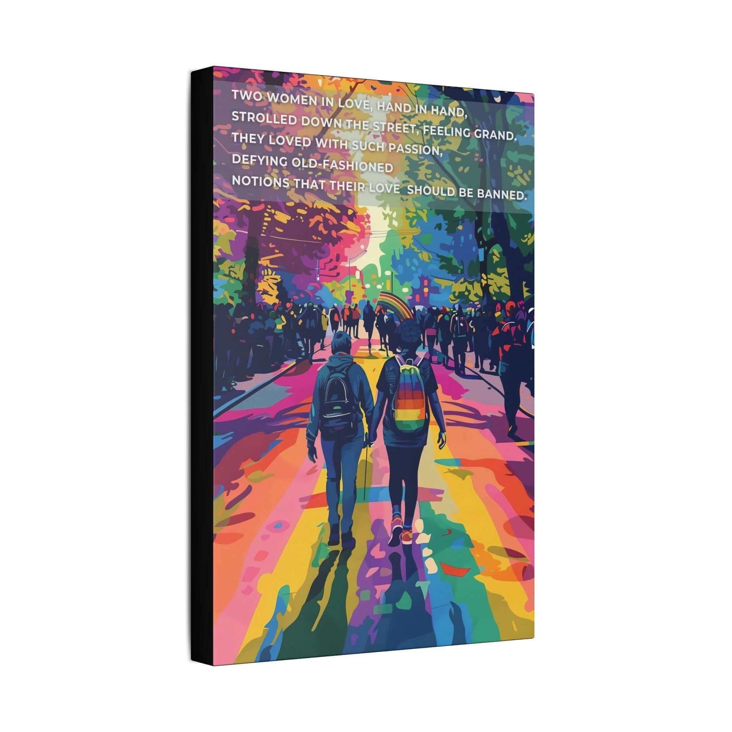 Hand in Hand: Joyful Gay Pride Canvas Wall Art, Inspired by Passionate Limerick