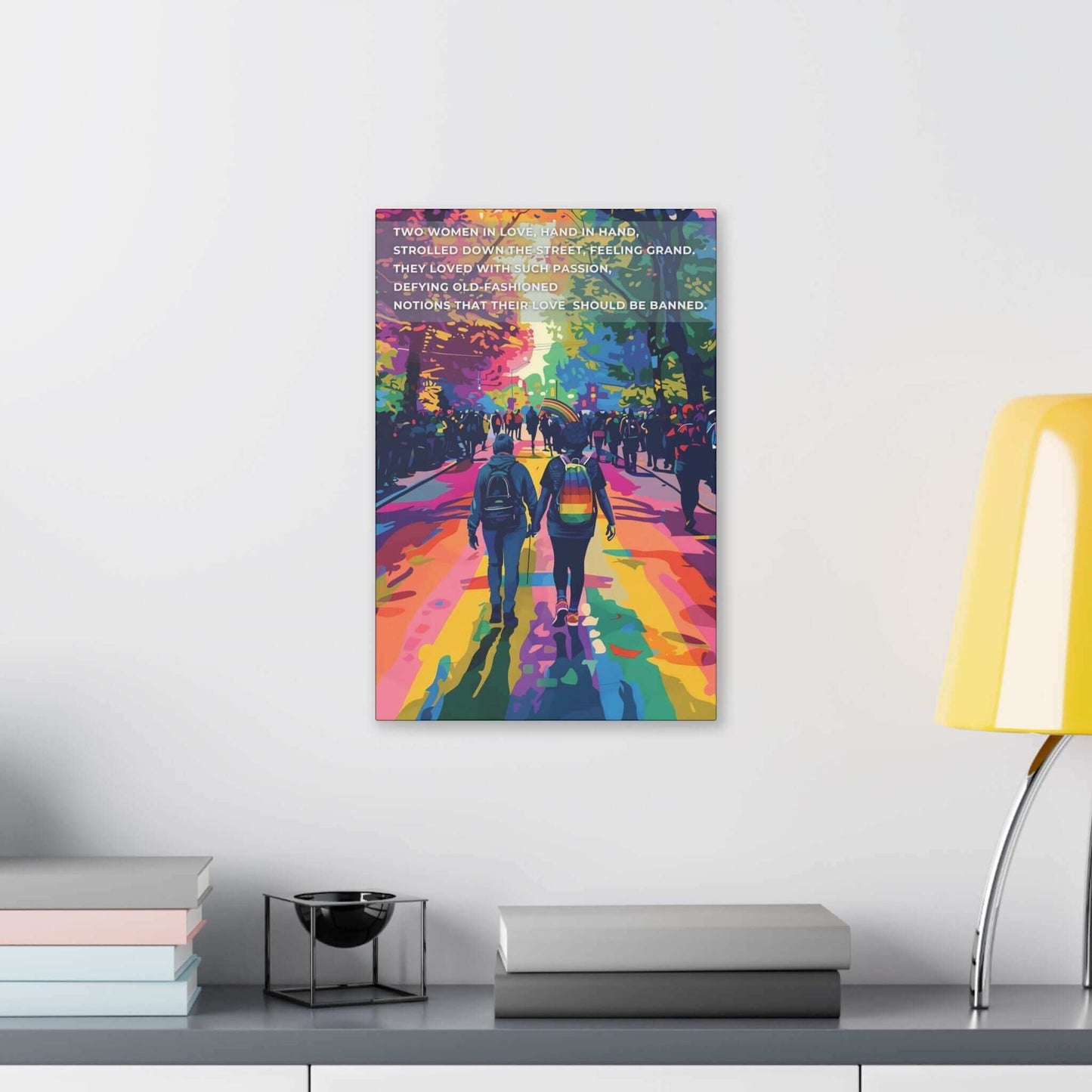 Hand in Hand: Joyful Gay Pride Canvas Wall Art, Inspired by Passionate Limerick