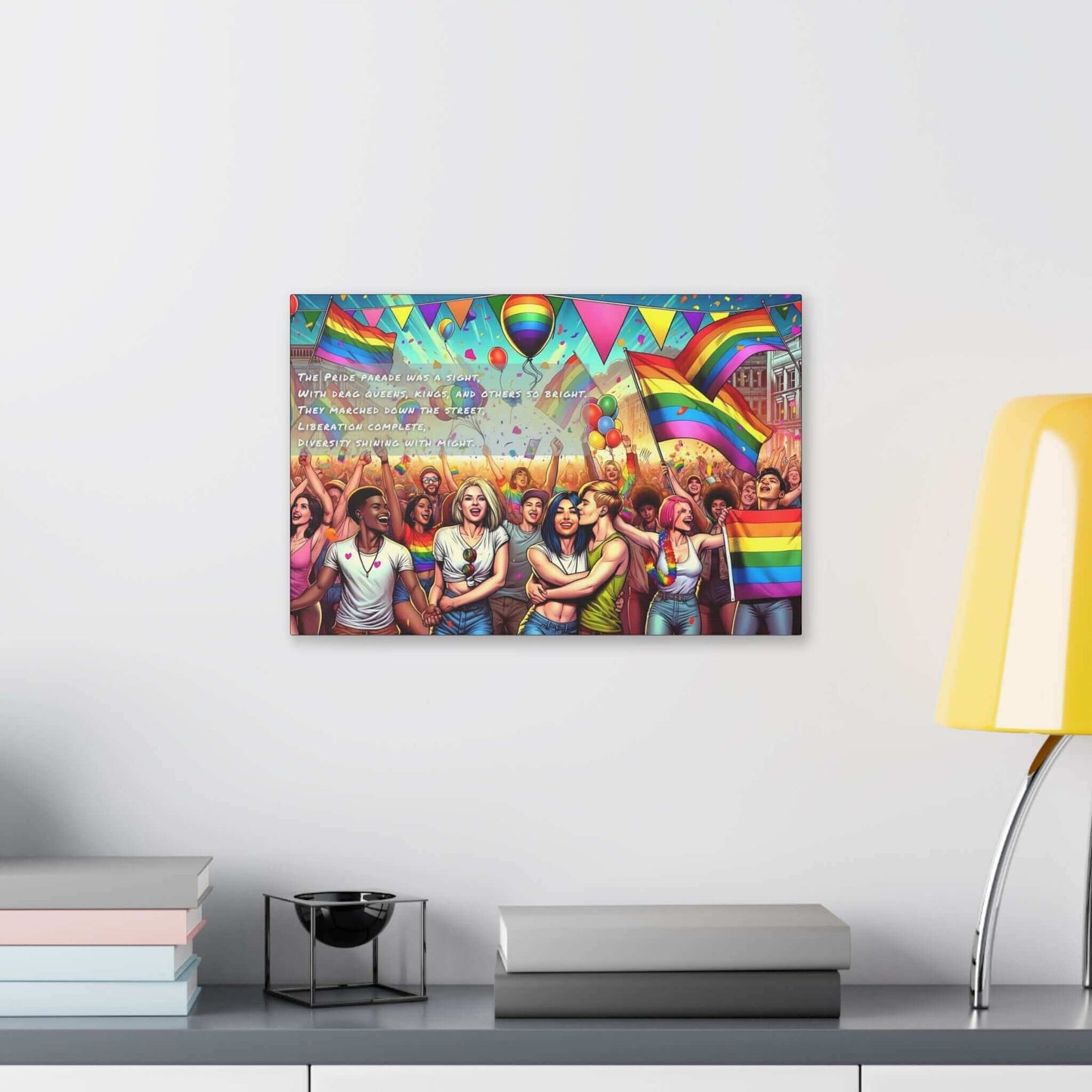 Liberation Complete: Vibrant Pride Parade Canvas Wall Art, Inspired by Colorful Limerick