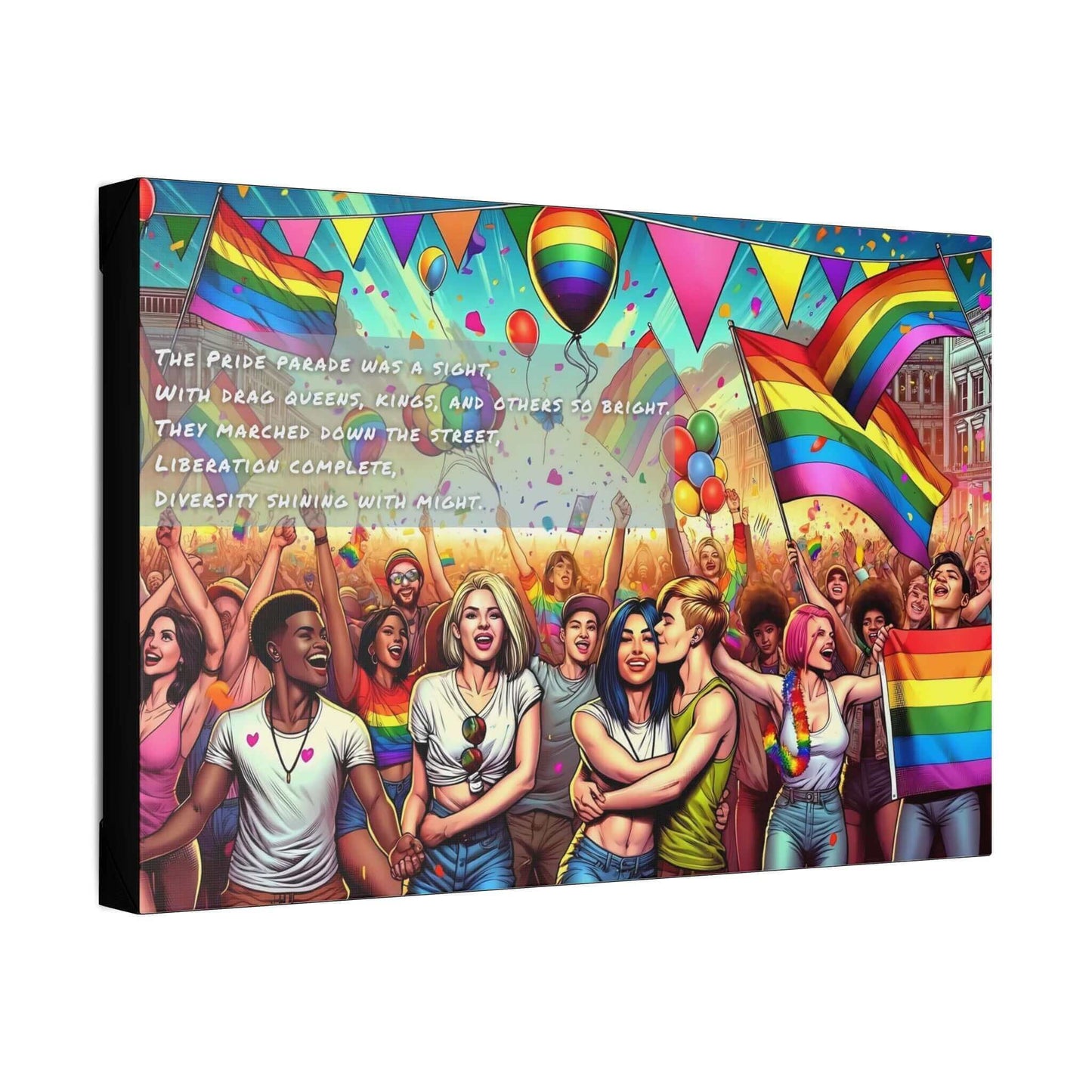 Liberation Complete: Vibrant Pride Parade Canvas Wall Art, Inspired by Colorful Limerick