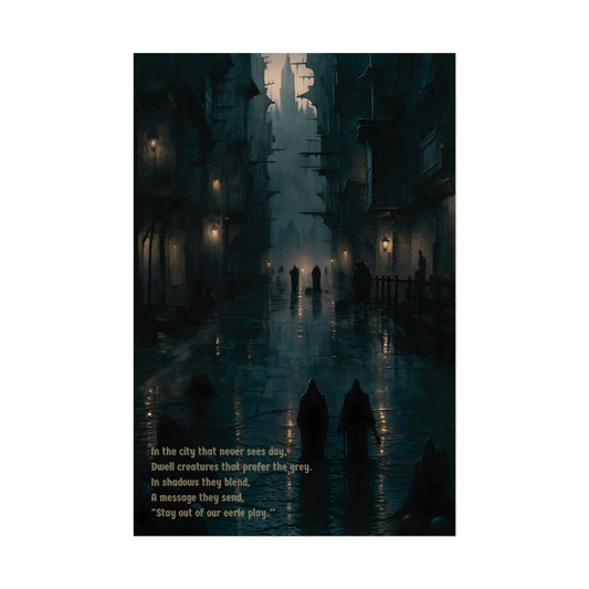 Eerie City 2: Haunting Gothic Style Poster Wall Art with Chilling Limerick | LIM-002p