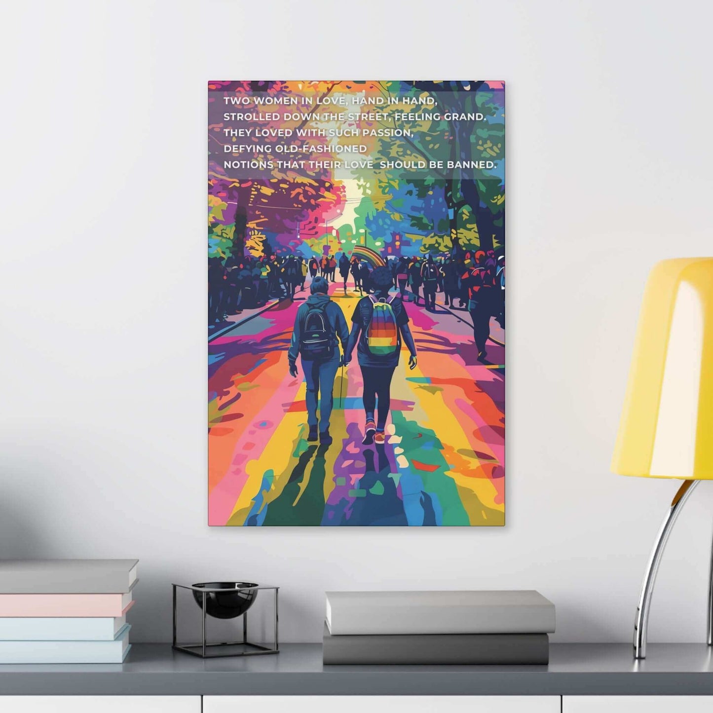 Hand in Hand: Joyful Gay Pride Canvas Wall Art, Inspired by Passionate Limerick