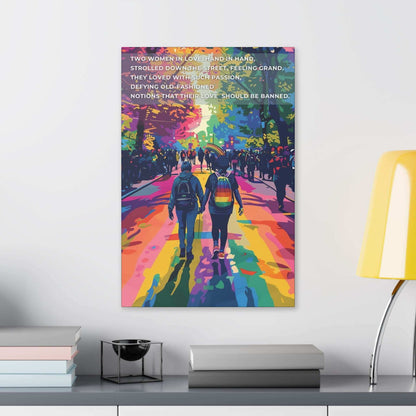 Hand in Hand: Joyful Gay Pride Canvas Wall Art, Inspired by Passionate Limerick