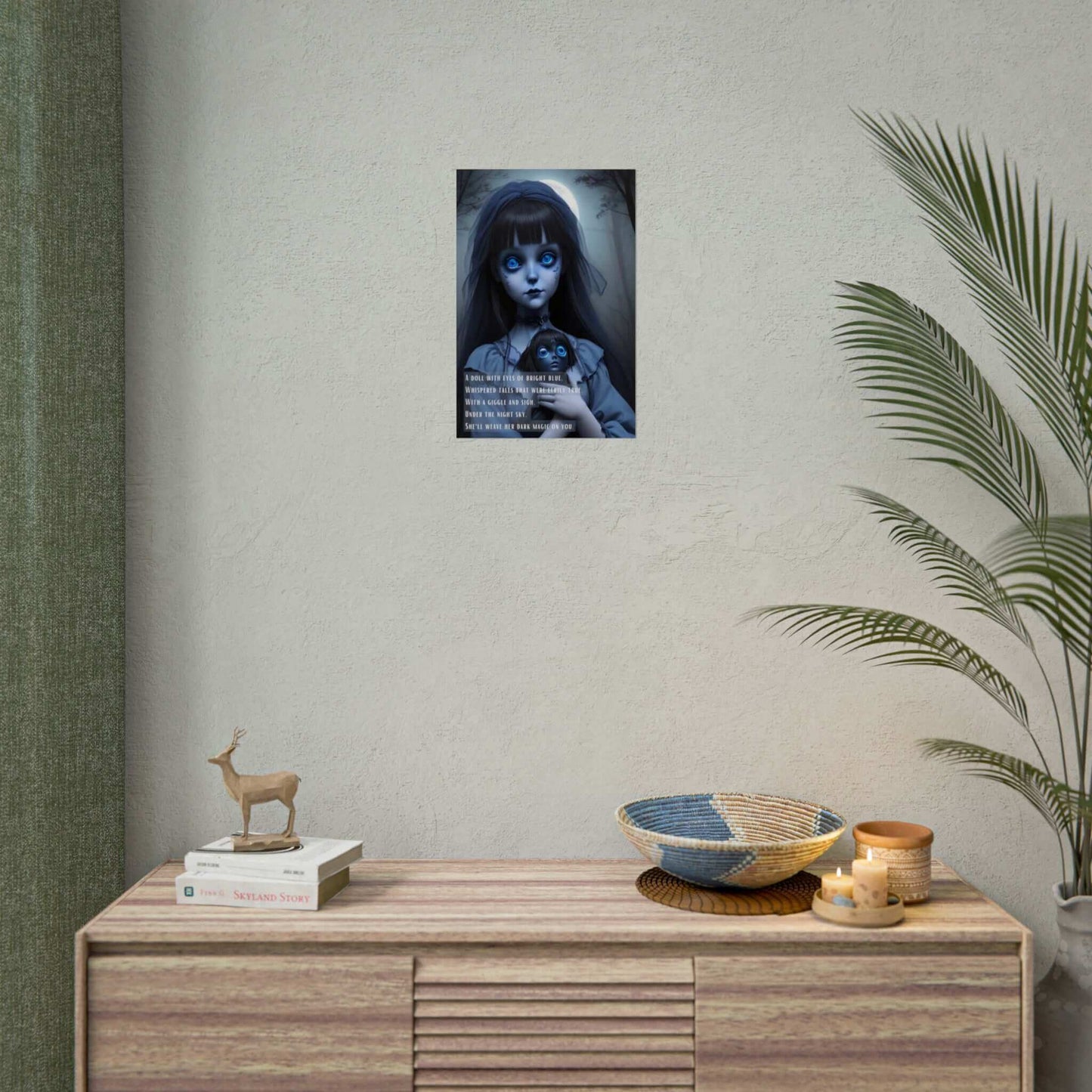 Midnight Whisperer: Spooky Yokai Poster Wall Art Inspired by Dark Limerick