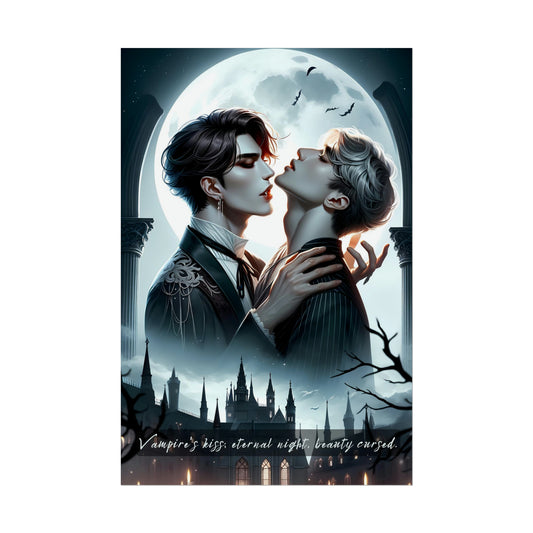 Eternal Lovers: Gay-Pop Vampire Romance Poster Wall Art inspired by 6-Word Gothic Story | 6W-012p