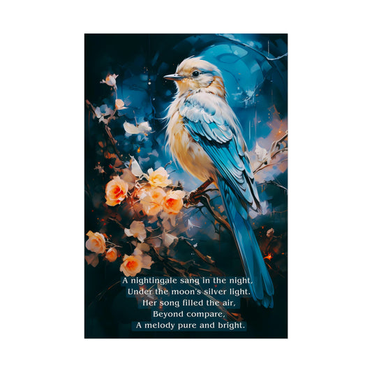 Moonlit Melody: Limerick-Inspired Nightingale in Moonlight Poster Wall Art | LIM-007p