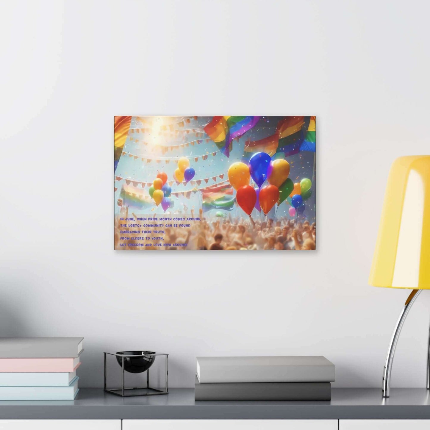 Love Abounds: Joyful Gay Pride Canvas Wall Art, Inspired by Celebratory Limerick