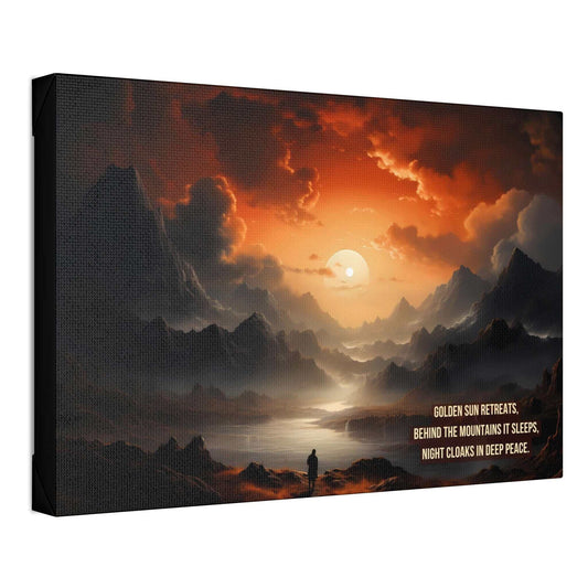 Serenity at Dusk 2: Exotic Landscape Canvas Wall Art with Tranquil Haiku | HAI-005c