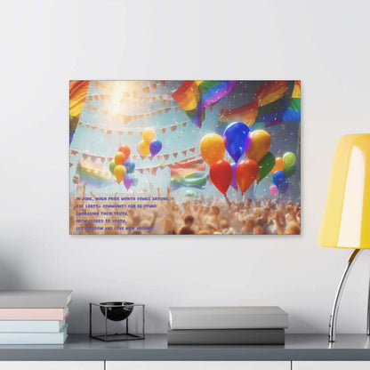 Love Abounds: Joyful Gay Pride Canvas Wall Art, Inspired by Celebratory Limerick