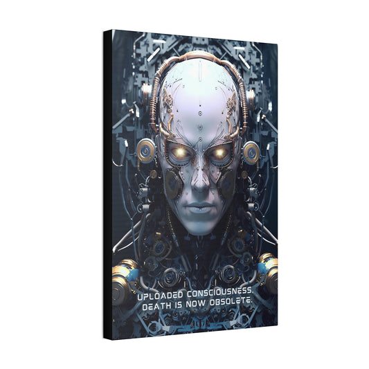 Eternal Dawn: Hyper-Detailed Robot Canvas Wall Art with Thought-Provoking 6-Word Story | 6W-005c