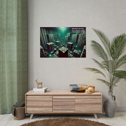 "Submerged R’lyeh: Haunting Cthulhu Deep-Sea Haiku Poster Wall Art in Modern Room Decor"