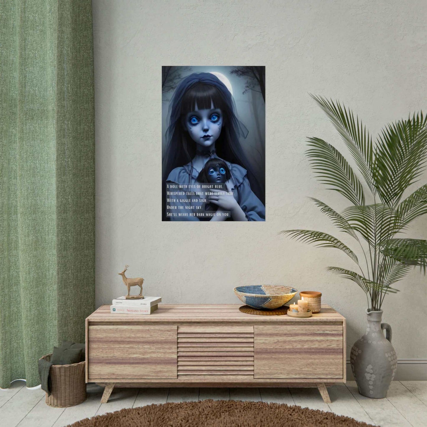 Midnight Whisperer: Spooky Yokai Poster Wall Art Inspired by Dark Limerick