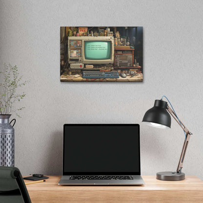 File Not Found: Nostalgic Anime Style Canvas Wall Art with Dystopian Tech Haiku