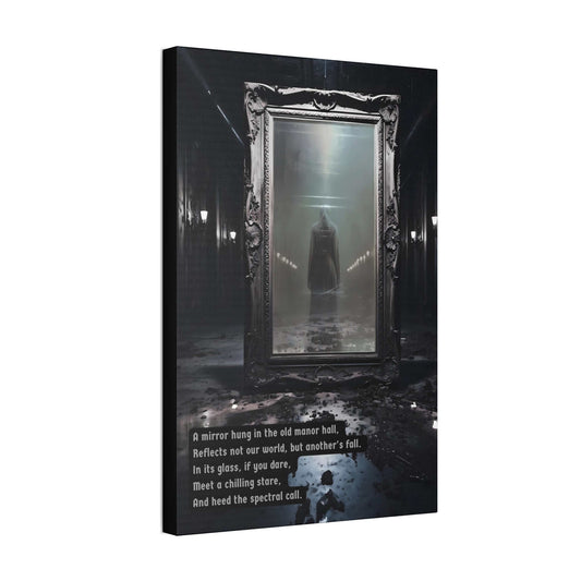 Reflections of the Unseen: Chilling Gothic Canvas Wall Art with Haunting Limerick