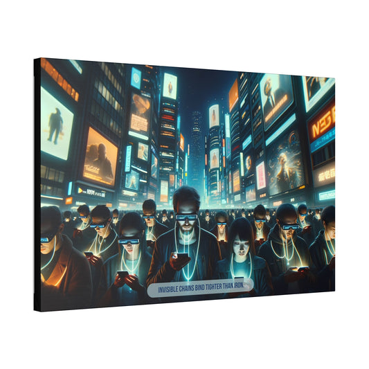Virtually Bound: Modern Tethers Canvas Wall Art inspired by Ominous 6-Word Story | 6W-013c