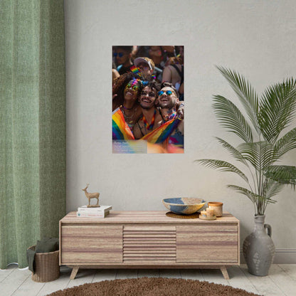 United by Pride: Celebrating Chosen Family Poster Wall Art in Vibrant Colors on Living Room Wall