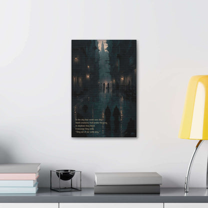 Eerie City 2: Haunting Gothic Style Canvas Wall Art with Chilling Limerick