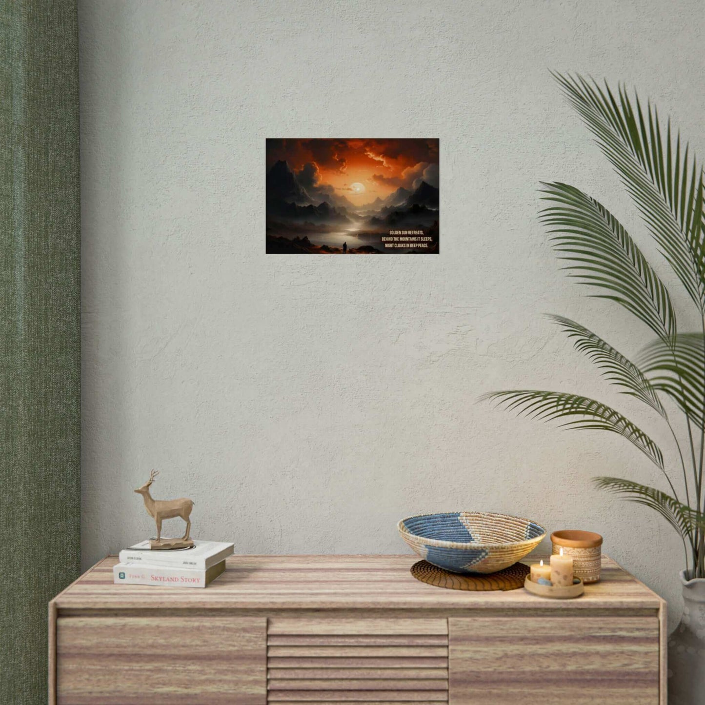 Serenity at Dusk 2: Exotic Landscape Poster Wall Art with Tranquil Haiku