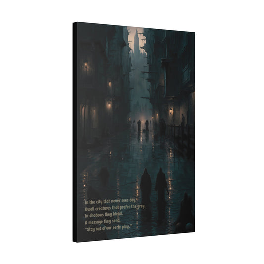 Eerie City 2: Haunting Gothic Style Canvas Wall Art with Chilling Limerick | LIM-002c
