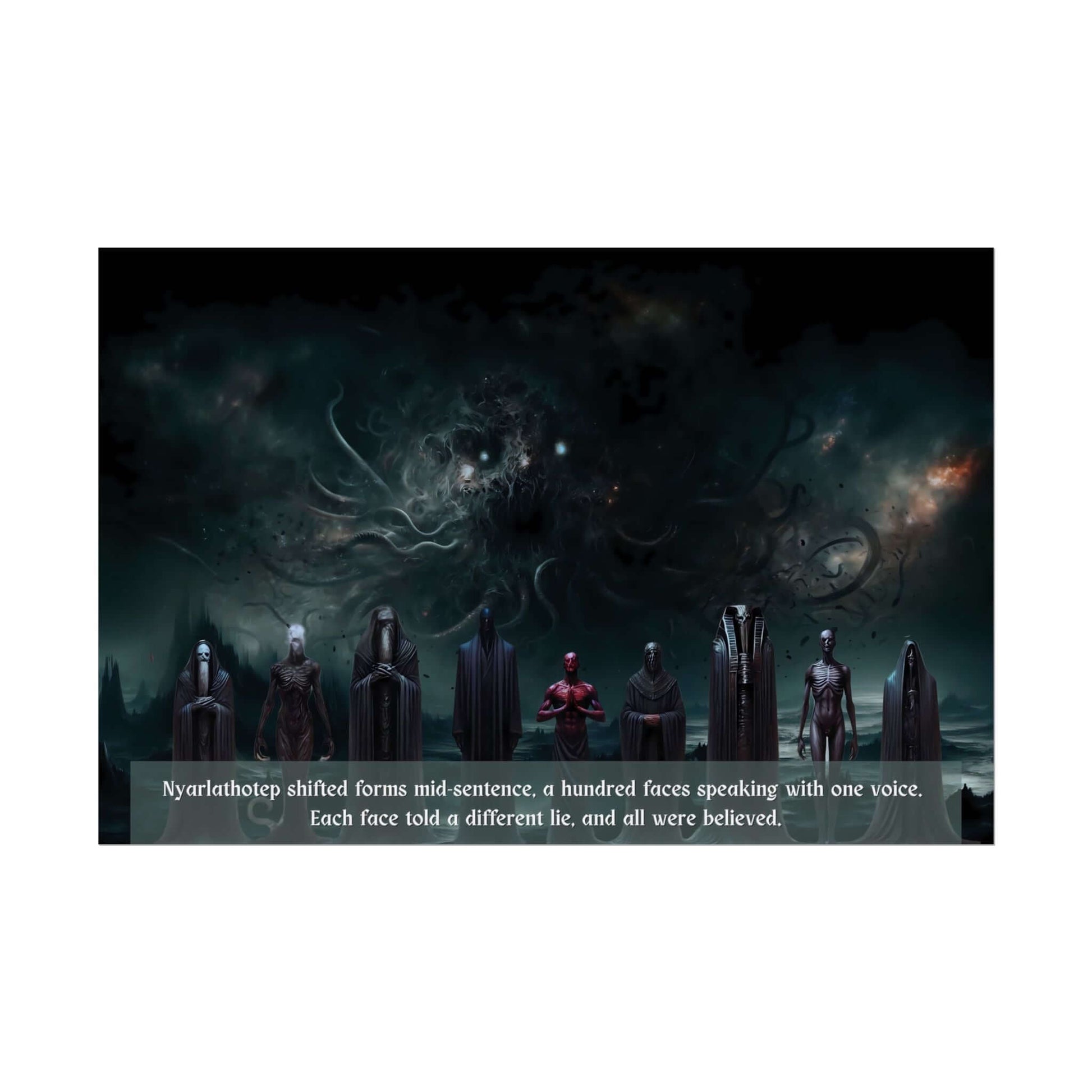 Nyarlathotep Deceives Poster Wall Art - Lovecraftian Horror Transformation Scene