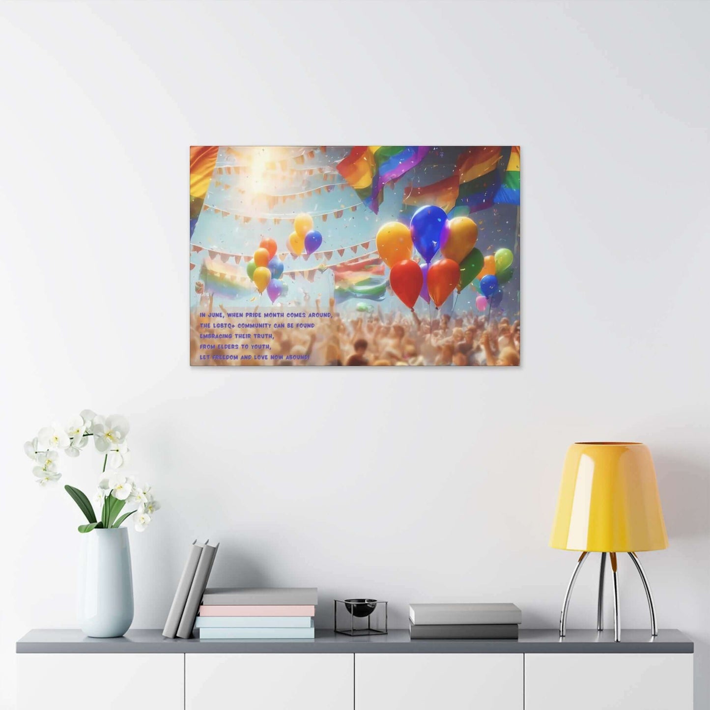 Love Abounds: Joyful Gay Pride Canvas Wall Art, Inspired by Celebratory Limerick