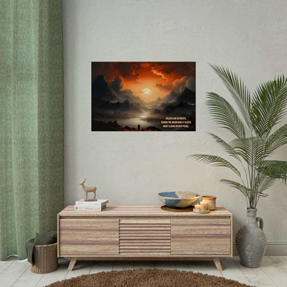 Serenity at Dusk 2: Exotic Landscape Poster Wall Art with Tranquil Haiku