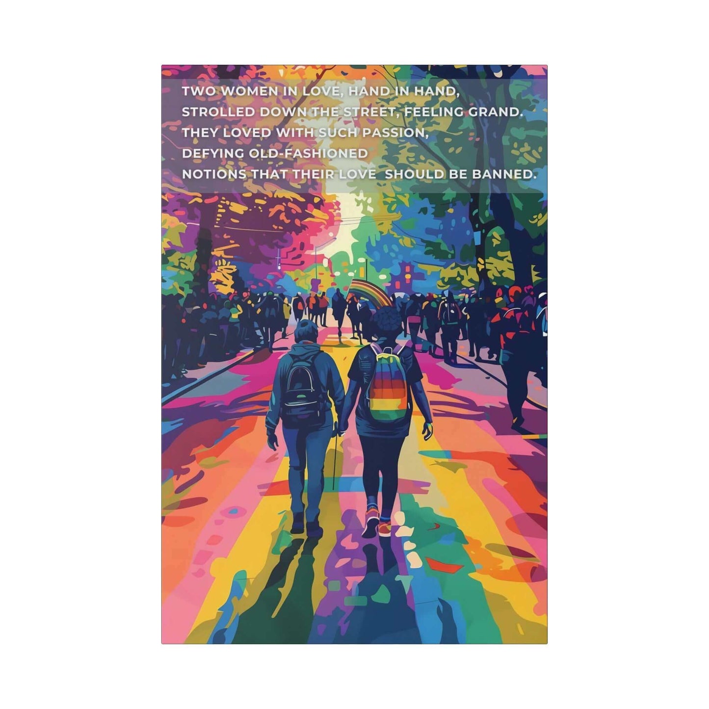 Hand in Hand: Joyful Gay Pride Canvas Wall Art, Inspired by Passionate Limerick