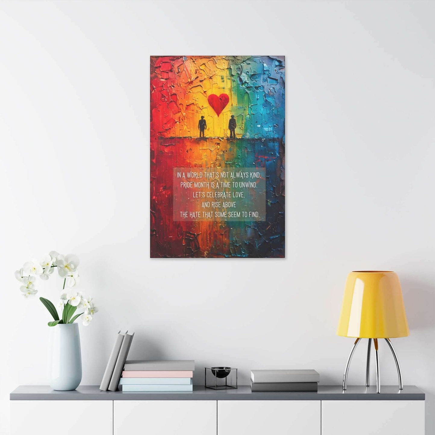 Rise Above: Pride Love Celebration Canvas Wall Art, Inspired by Colorful Limerick