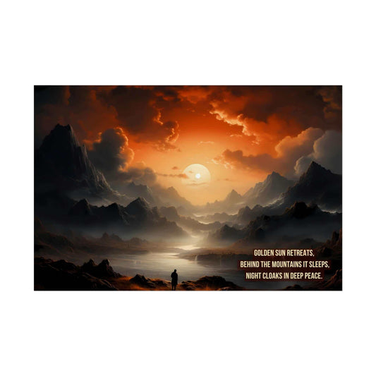 Serenity at Dusk 2: Exotic Landscape Poster Wall Art with Tranquil Haiku