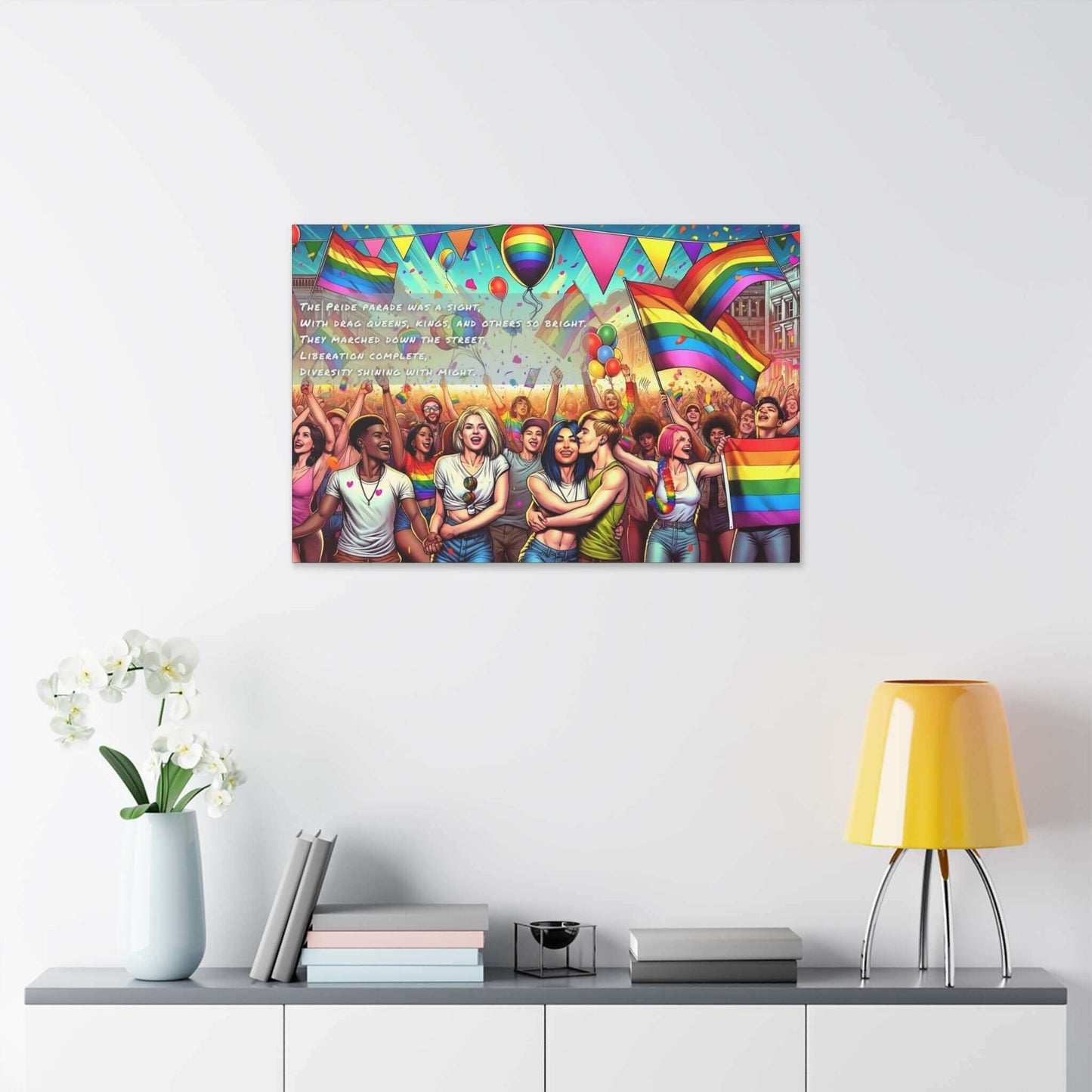 Liberation Complete: Vibrant Pride Parade Canvas Wall Art, Inspired by Colorful Limerick